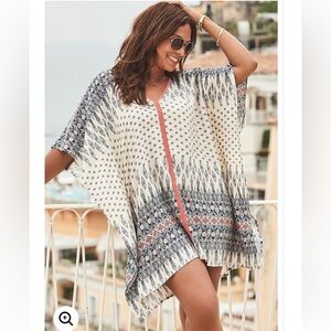 NWT Swimsuits For All Kelsea Cover Up Tunic Blue Boho Coral Plus Sz 18/20